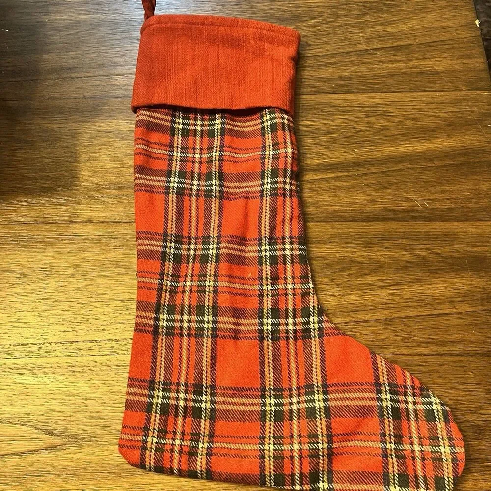 Red Plaid Christmas Stocking classic simple green 20